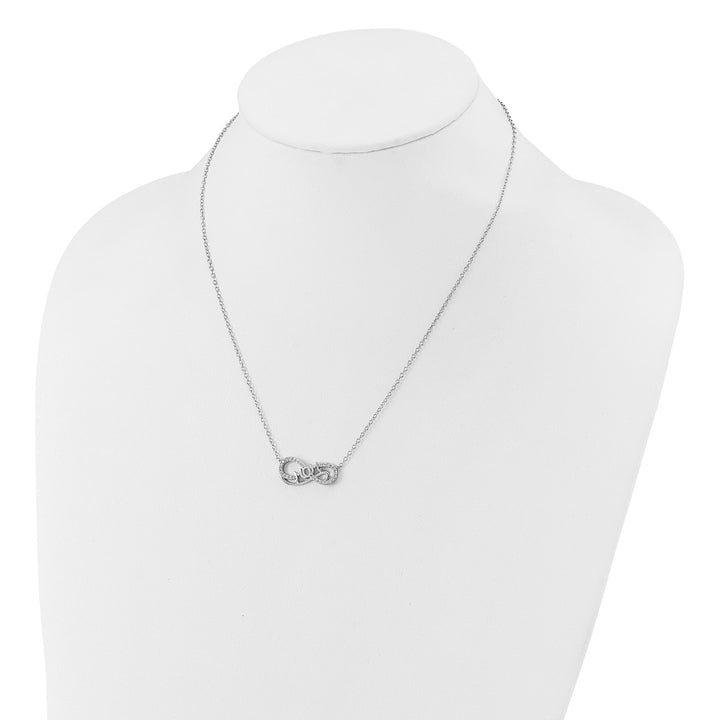 Sterling Silver Rhodium-plated Polished CZ Mom Infinity Necklace — View 3 — AJ's Jewelry Queens NY