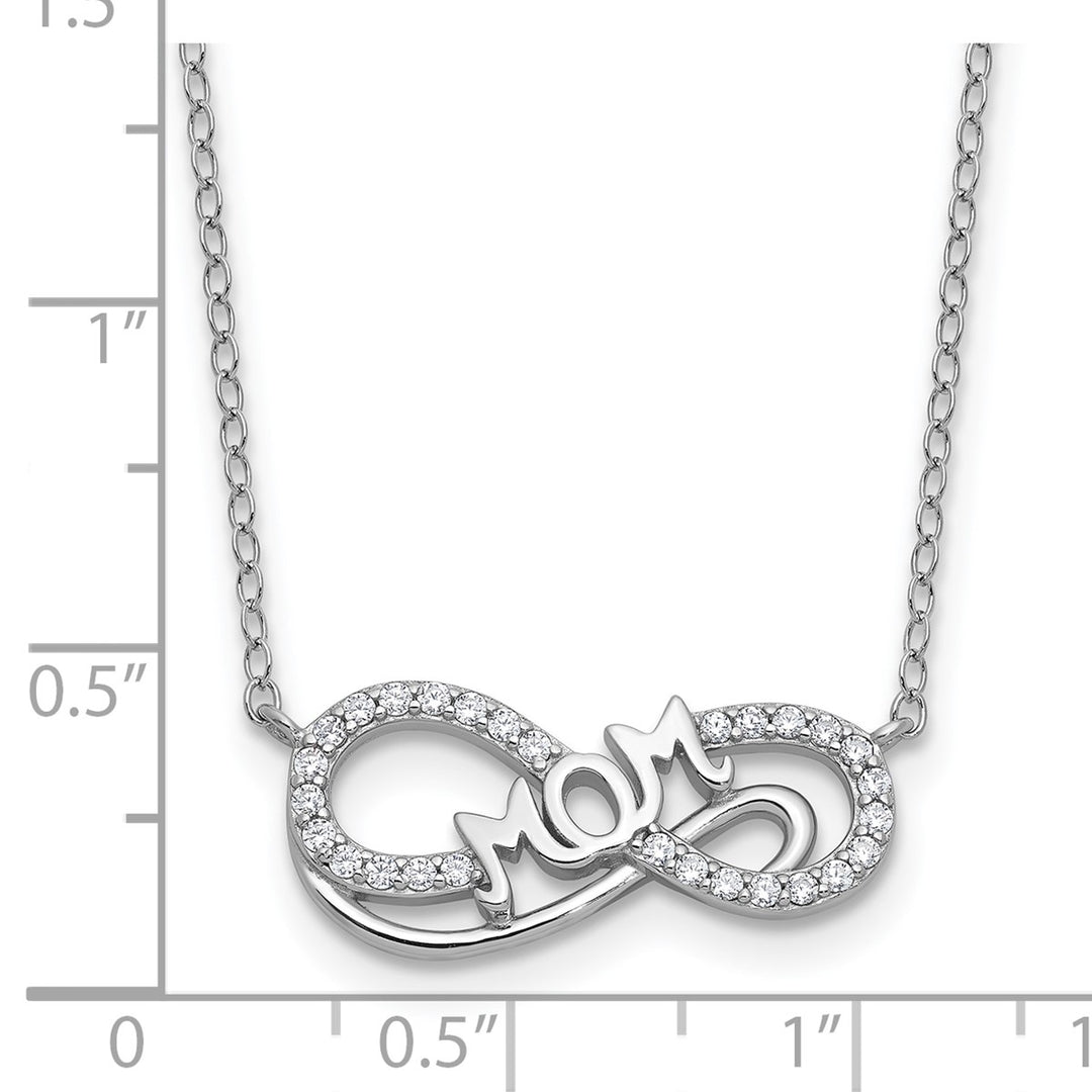 Sterling Silver Rhodium-plated Polished CZ Mom Infinity Necklace — View 5 — AJ's Jewelry Queens NY