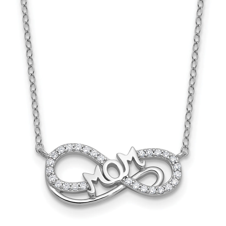 Sterling Silver Rhodium-plated Polished CZ Mom Infinity Necklace — AJ's Jewelry Ridgewood Queens NY