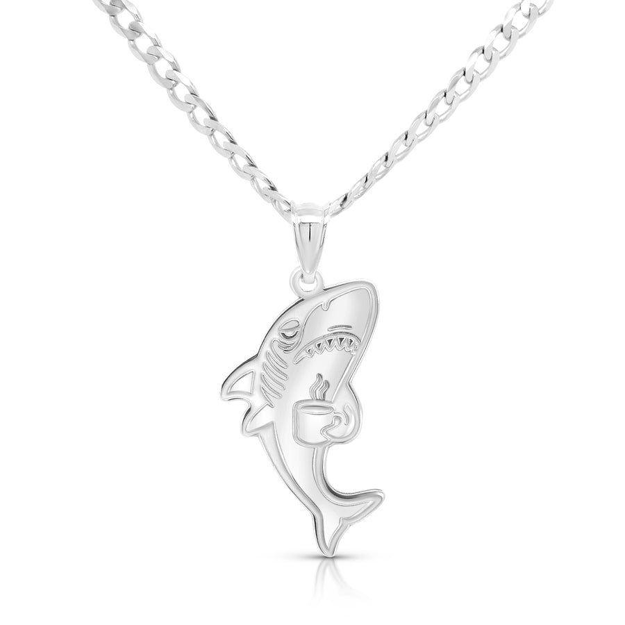 Tired Shark Pendant, Sterling Silver