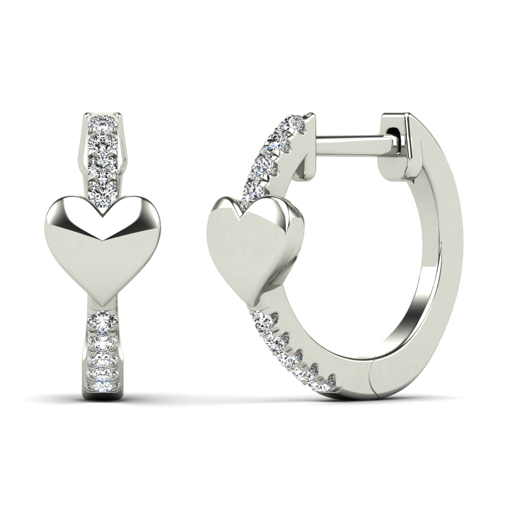 White 14 Karat Heart Earrings 0.09ctw Round Diamonds — AJ's Jewelry Ridgewood, Queens NY