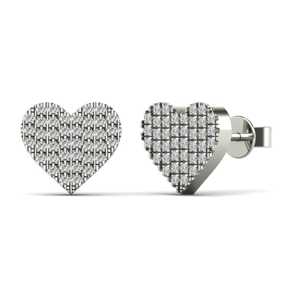 White 14 Karat Heart Earrings With 0.21ctw Round Diamonds — AJ's Jewelry Ridgewood, Queens NY