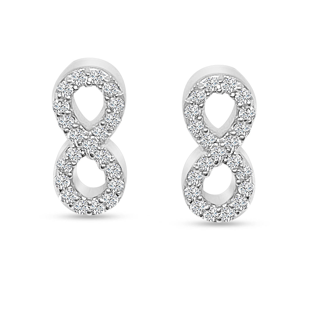 White 14 Karat Infinity Earrings 0.15ctw Round Diamonds — AJ's Jewelry Ridgewood, Queens NY