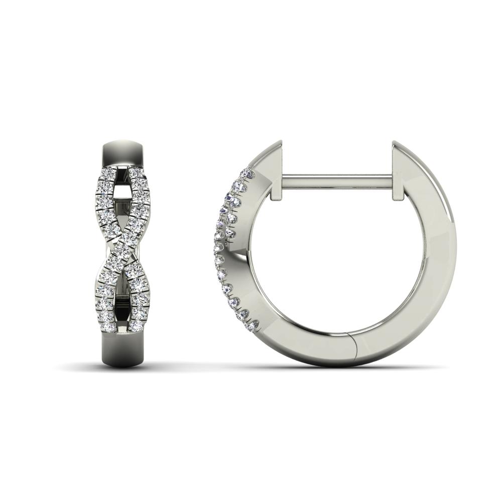 White 14 Karat Infinity Hoop Earrings With 0.14ctw Round Diamonds — AJ's Jewelry Ridgewood, Queens NY