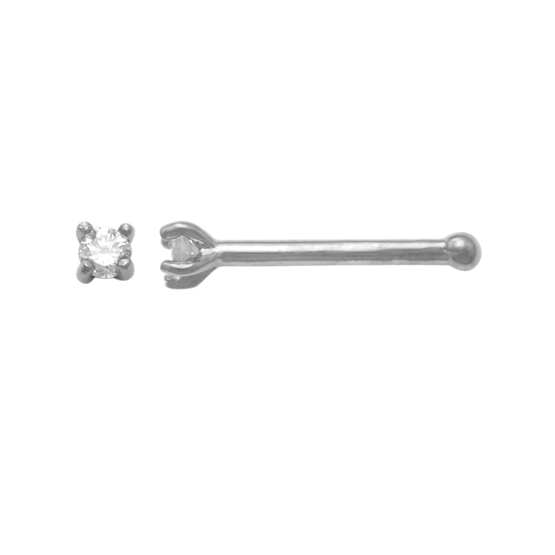 White 14 Karat Nose Stud Earrings With 0.01ctw Round Diamonds — AJ's Jewelry Ridgewood, Queens NY