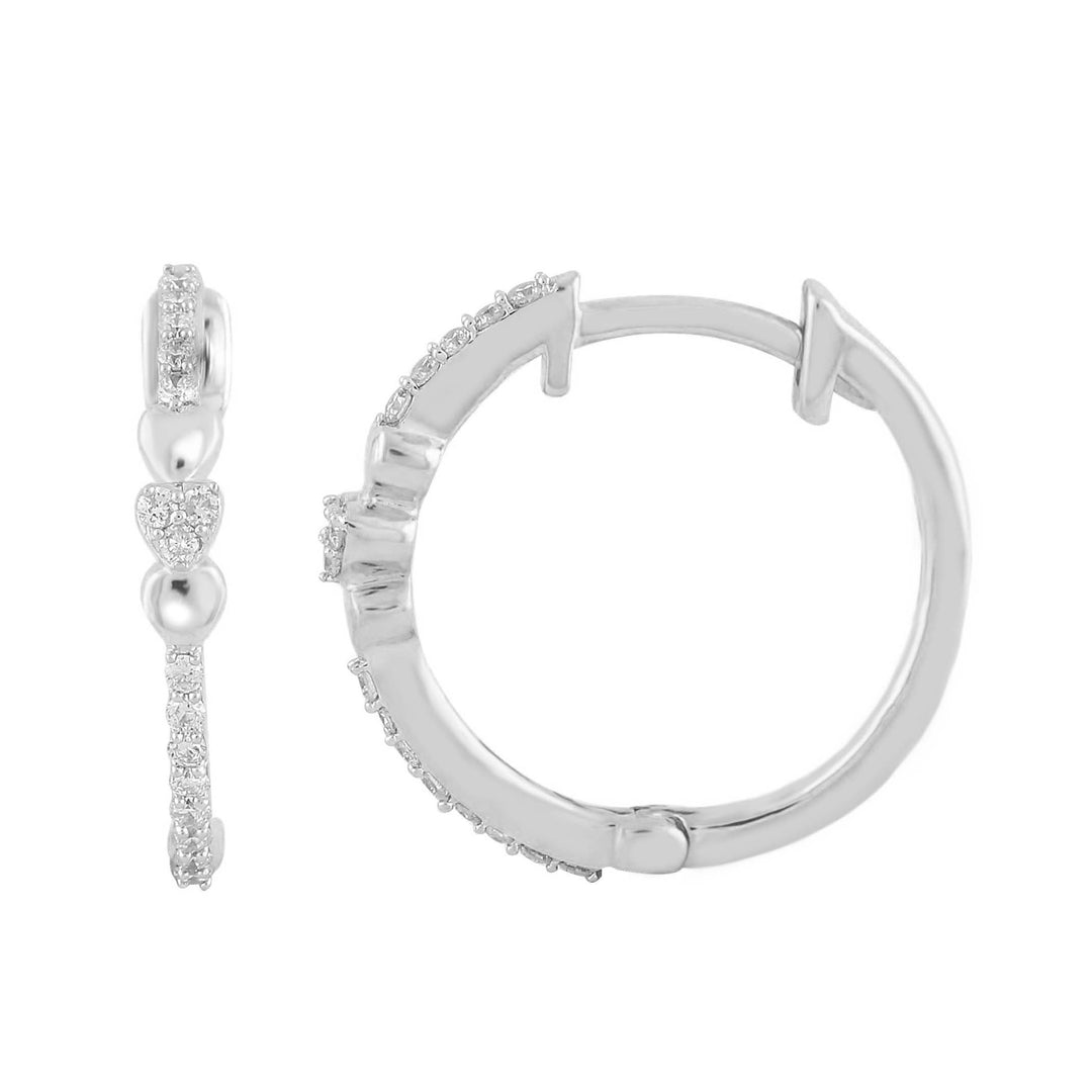 White 14 Karat Small Hoop Earrings 0.16ctw Round Diamonds — AJ's Jewelry Ridgewood, Queens NY