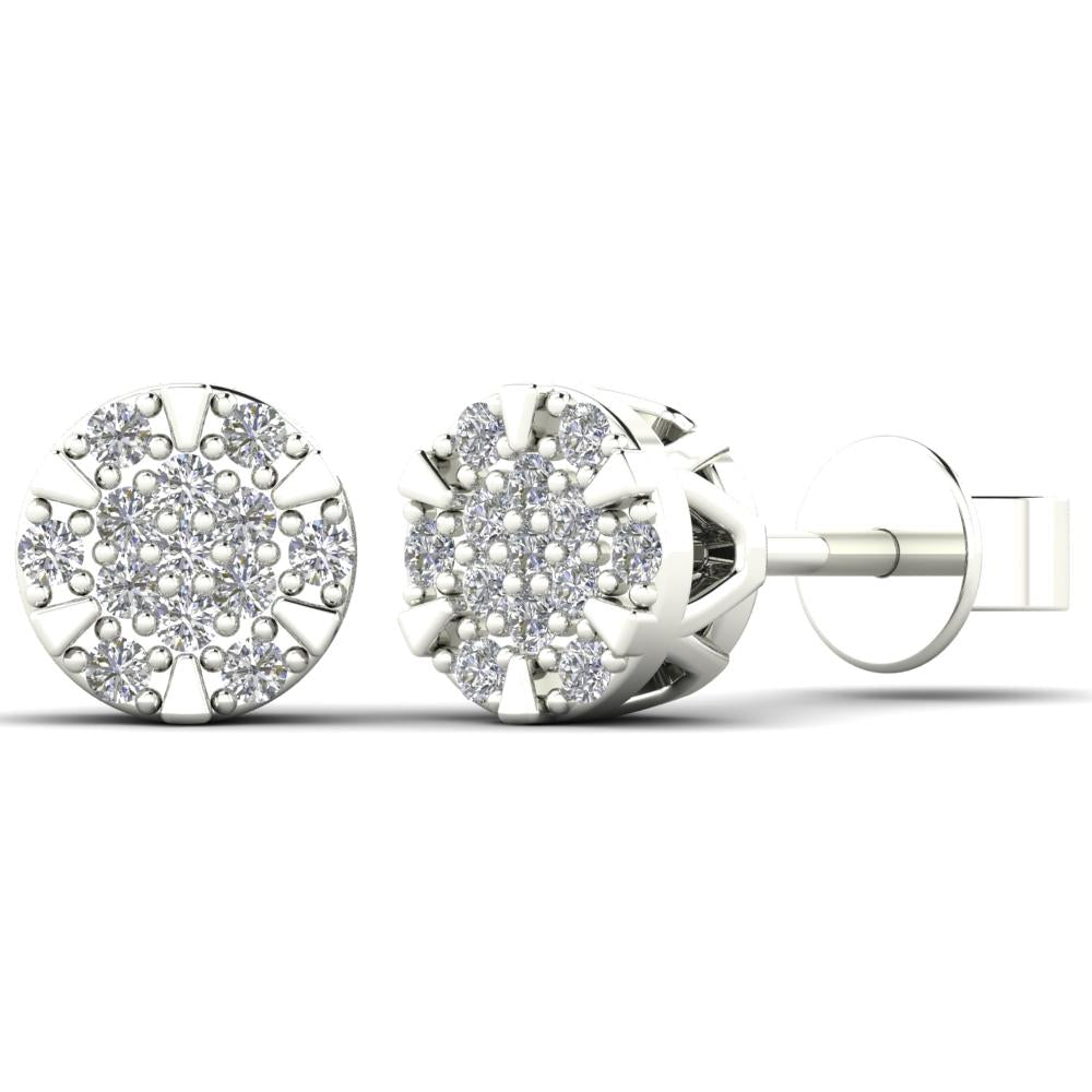 White 14 Karat Stud Earrings 0.08ctw Round Diamonds — AJ's Jewelry Ridgewood, Queens NY