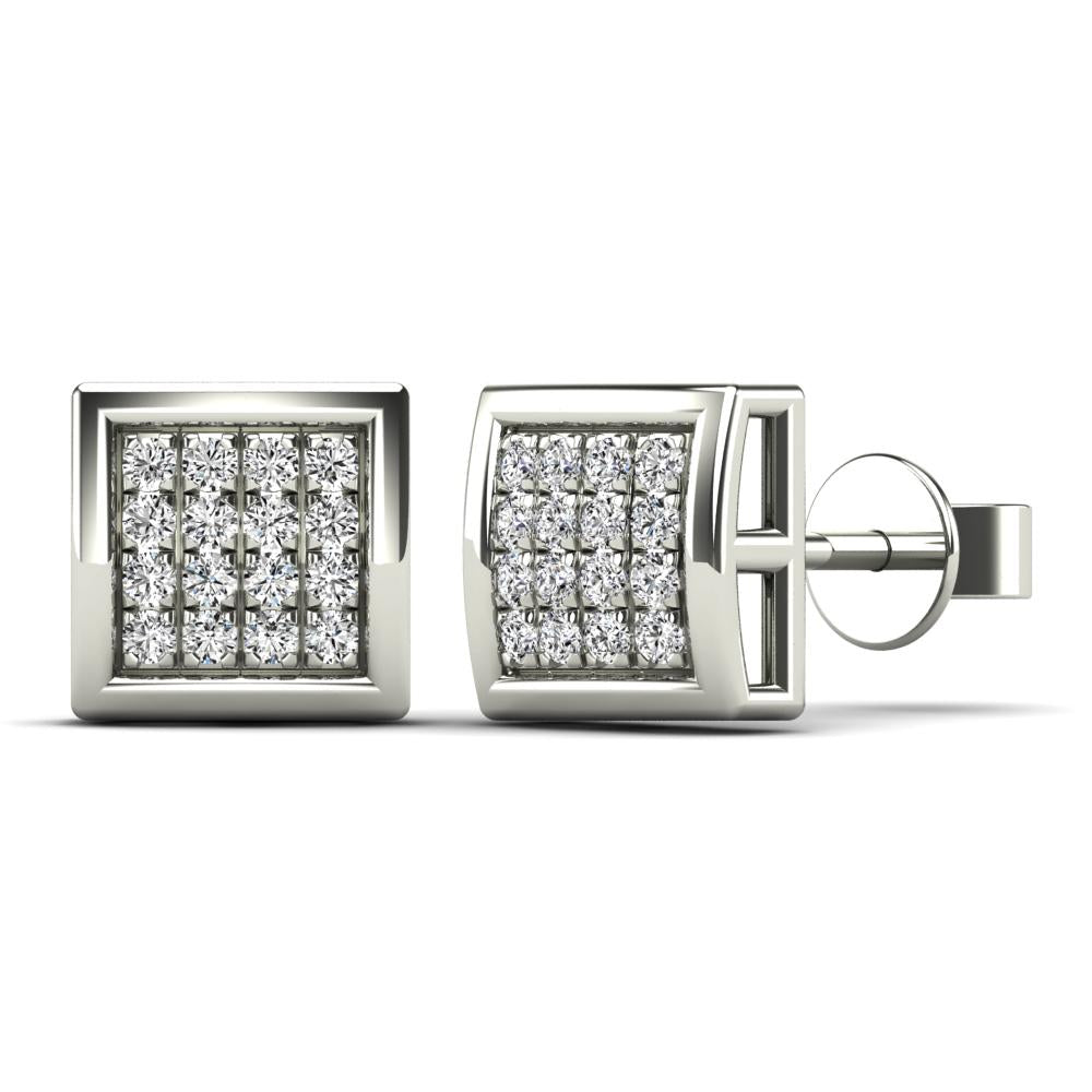 White 14 Karat Stud Earrings With 0.10ctw Round Diamonds — AJ's Jewelry Ridgewood, Queens NY