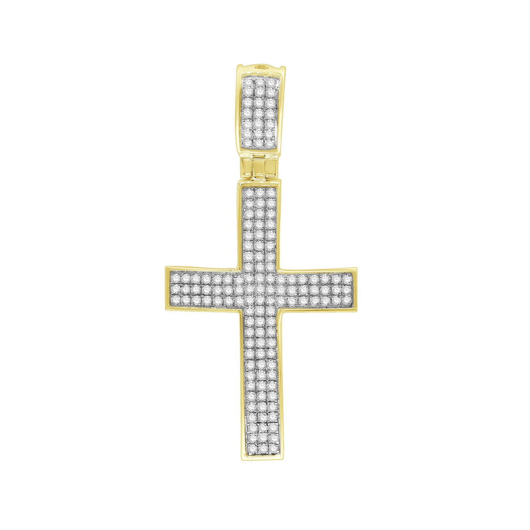 Yellow 14 Karat Cross Pendant 0.37ctw Round Diamonds — AJ's Jewelry Ridgewood, Queens NY