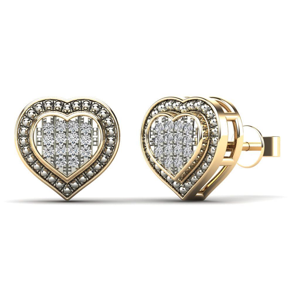 Yellow 14 Karat Heart Earrings With 0.06ctw Round Diamonds — AJ's Jewelry Ridgewood, Queens NY