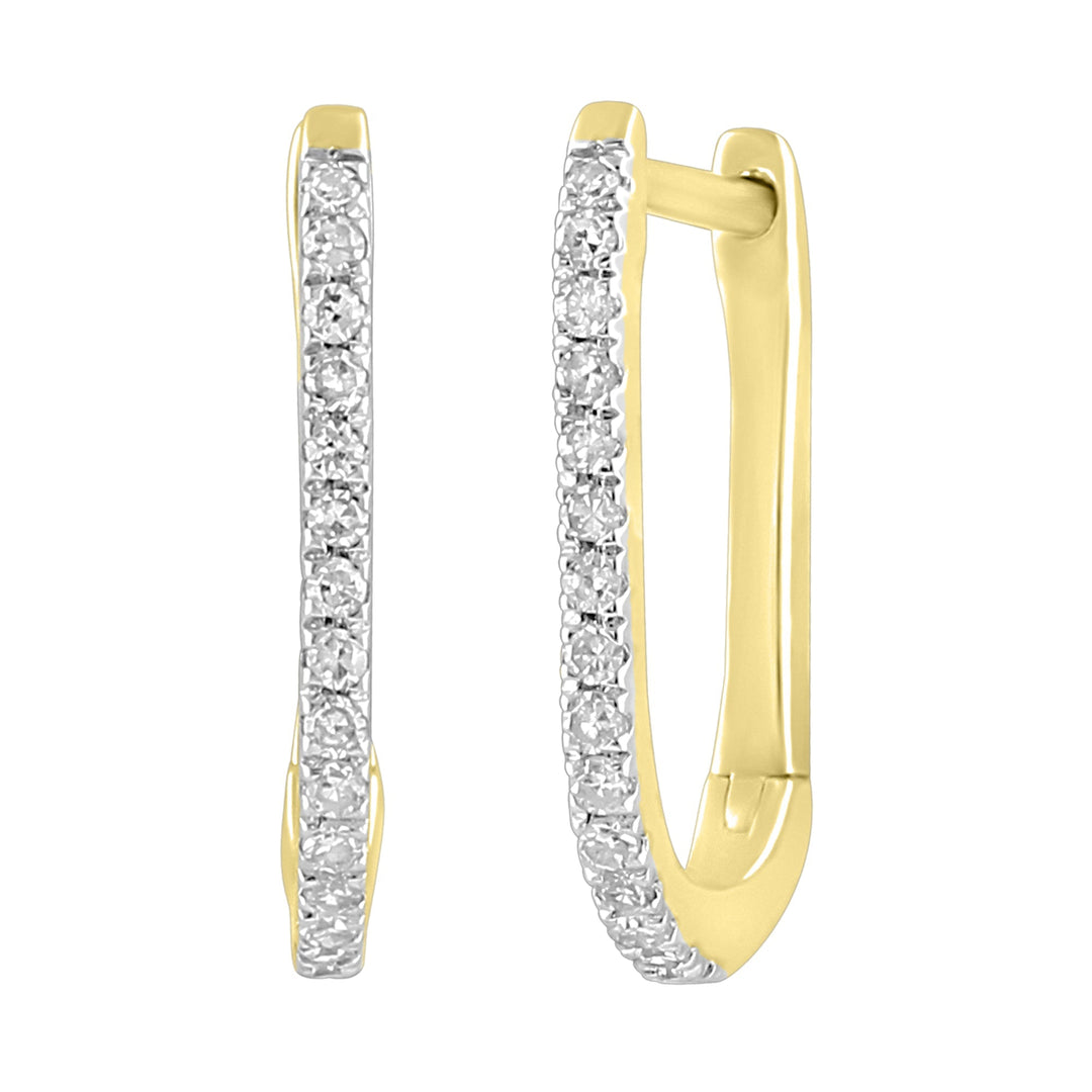 Yellow 14 Karat Huggie Earrings 0.13ctw Round Diamonds — AJ's Jewelry Ridgewood, Queens NY