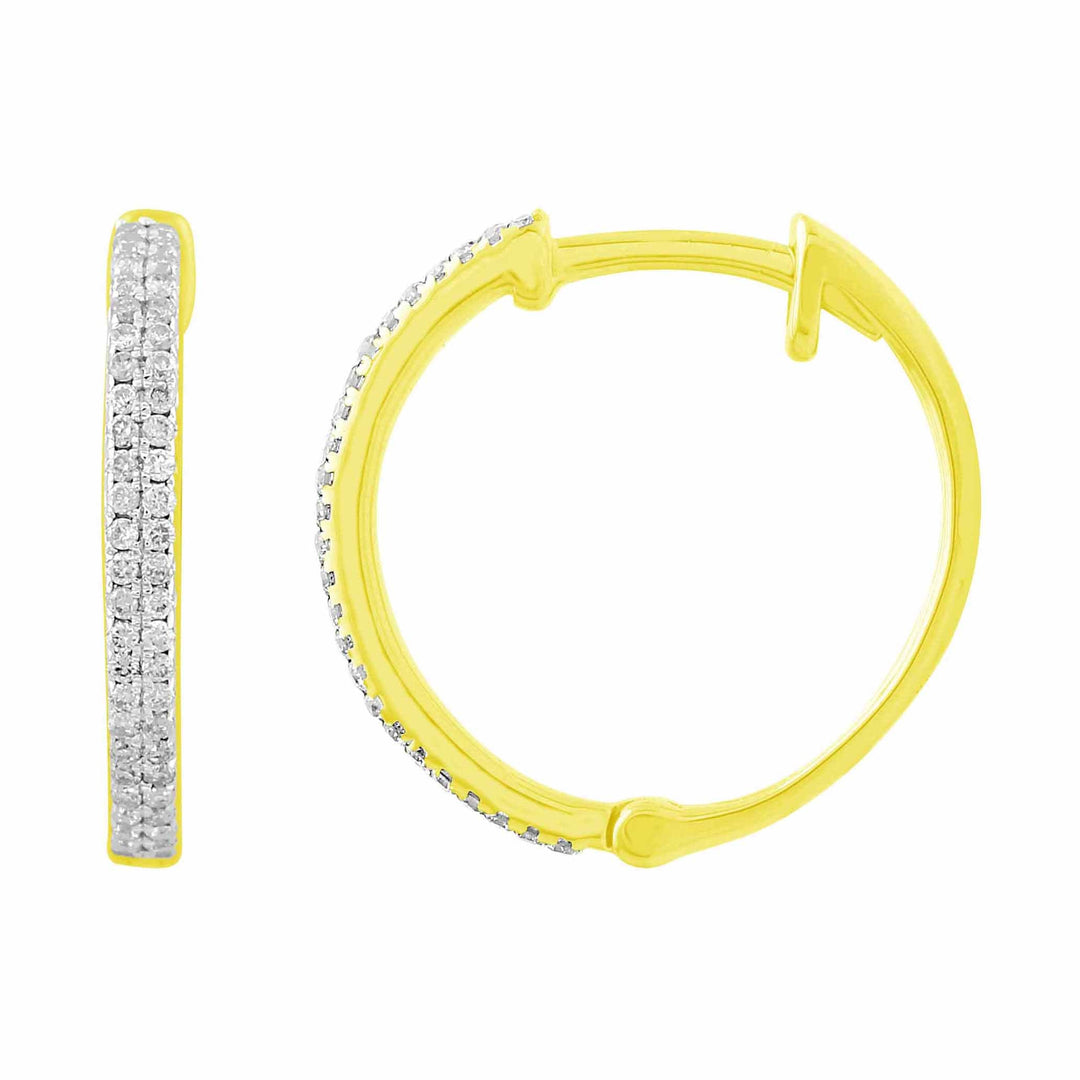 Yellow 14 Karat Small Hoop Earrings 0.26ctw Round Diamonds — AJ's Jewelry Ridgewood, Queens NY