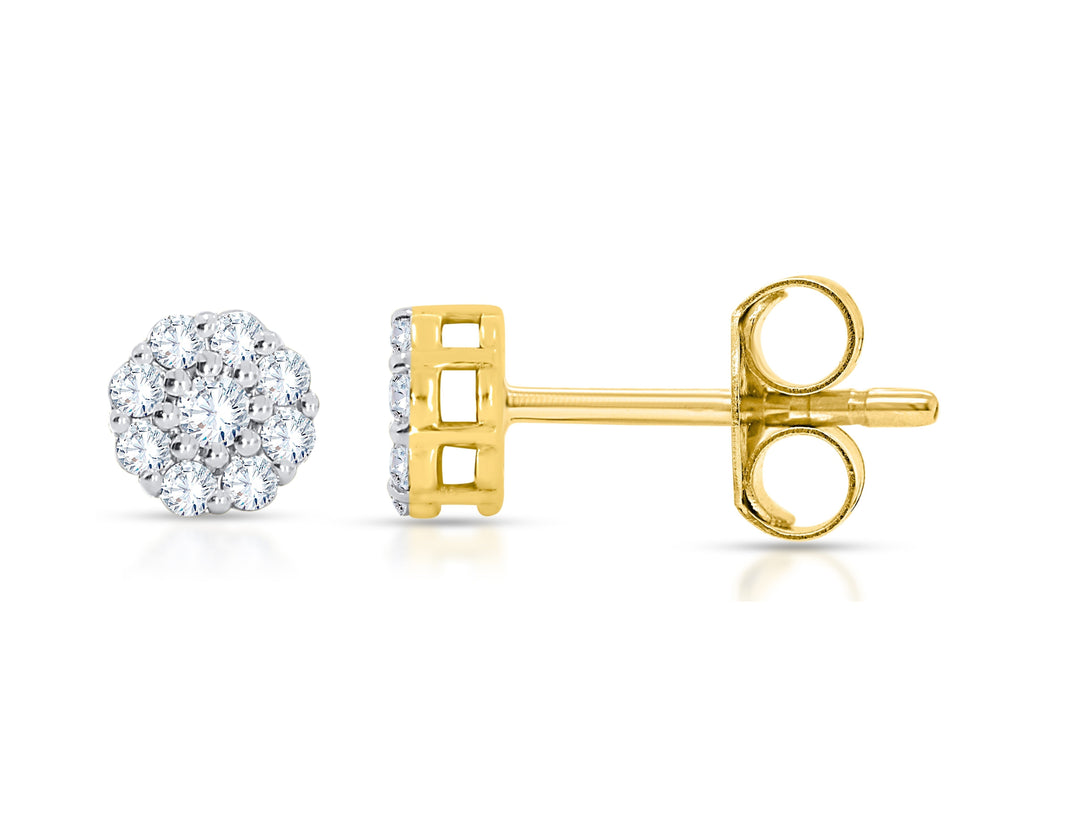 Yellow 14 Karat Stud Earrings 0.10ctw Round Diamonds — AJ's Jewelry Ridgewood, Queens NY