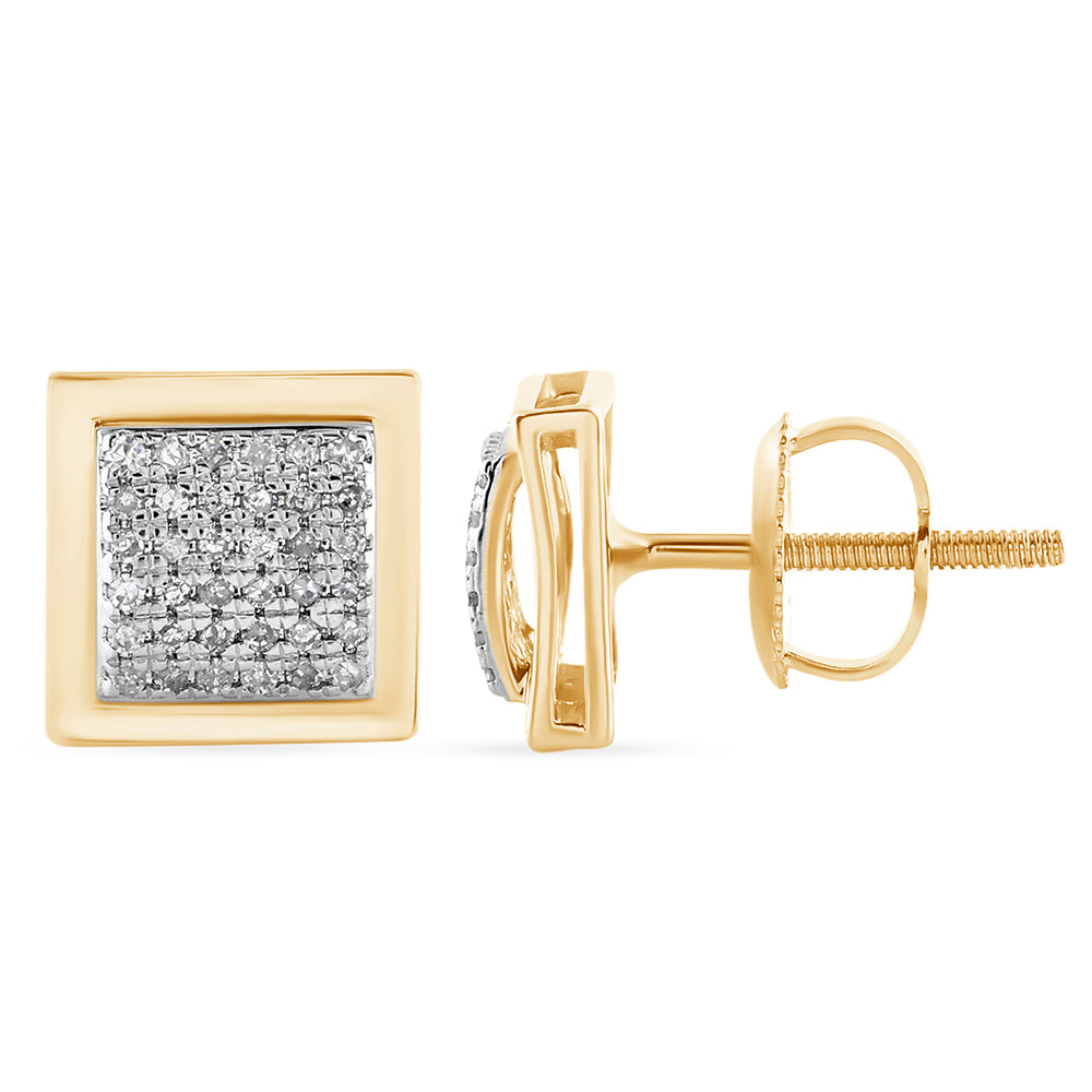 Yellow 14 Karat Stud Earrings 0.13ctw Round Diamonds — AJ's Jewelry Ridgewood, Queens NY