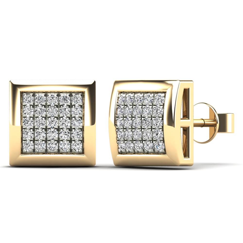 Yellow 14 Karat Stud Earrings 0.16ctw Round Diamonds — AJ's Jewelry Ridgewood, Queens NY