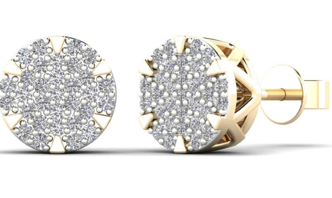 Yellow 14 Karat Stud Earrings 0.19ctw Round Diamonds — AJ's Jewelry Ridgewood, Queens NY
