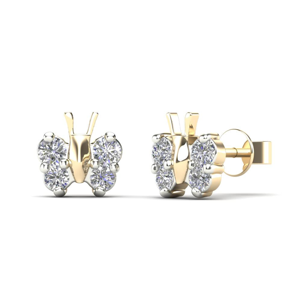 Yellow 14 Karat Stud Earrings 0.20ctw Round Diamonds — AJ's Jewelry Ridgewood, Queens NY