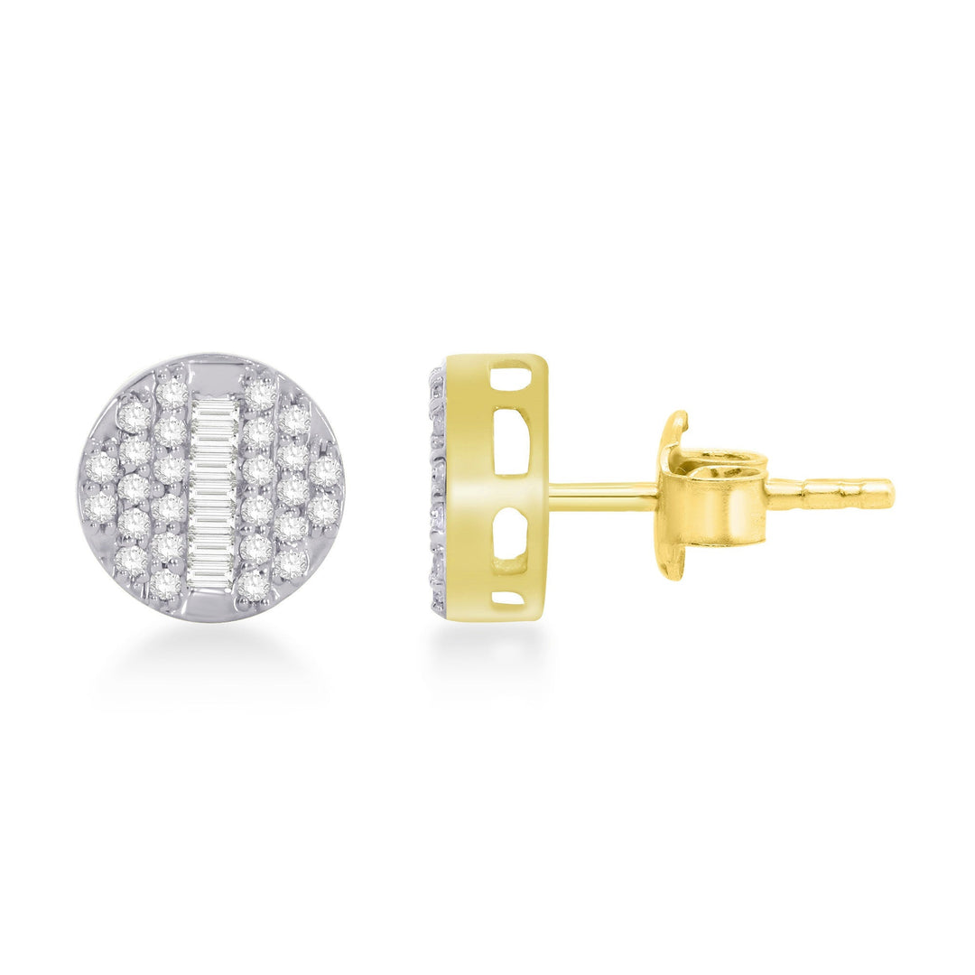 Yellow 14 Karat Stud Earrings 0.26ctw Various Shapes Diamonds — AJ's Jewelry Ridgewood, Queens NY