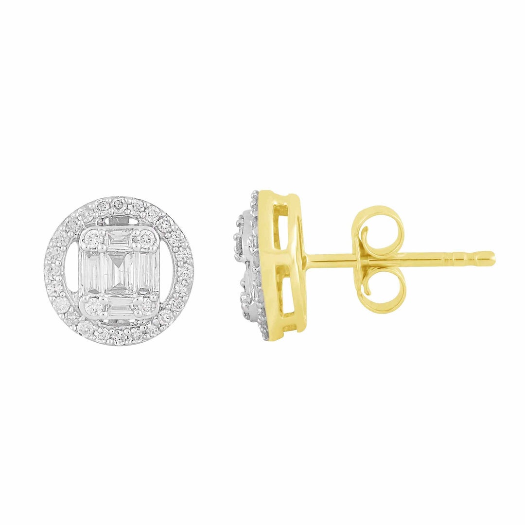 Yellow 14 Karat Stud Earrings 0.39ctw Various Shapes Diamonds — AJ's Jewelry Ridgewood, Queens NY