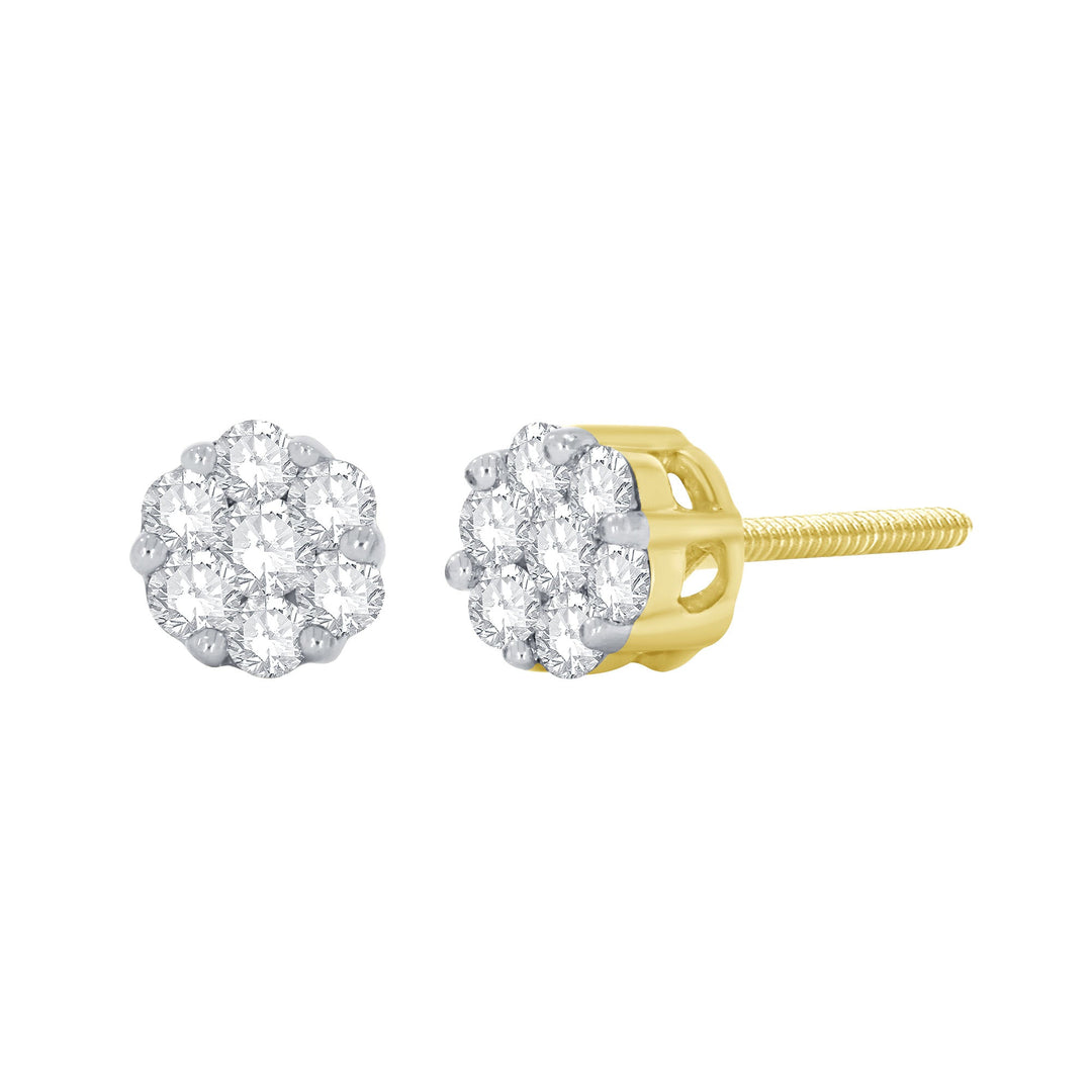 Yellow 14 Karat Stud Earrings 0.48ctw Round Diamonds — AJ's Jewelry Ridgewood, Queens NY