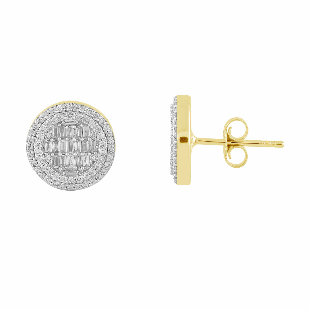 Yellow 14 Karat Stud Earrings 0.54ctw Various Shapes Diamonds — AJ's Jewelry Ridgewood, Queens NY