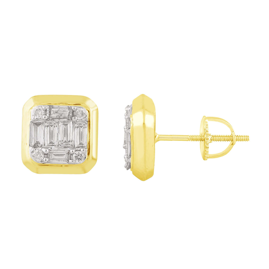 Yellow 14 Karat Stud Earrings 0.56ctw Various Shapes Diamonds — AJ's Jewelry Ridgewood, Queens NY