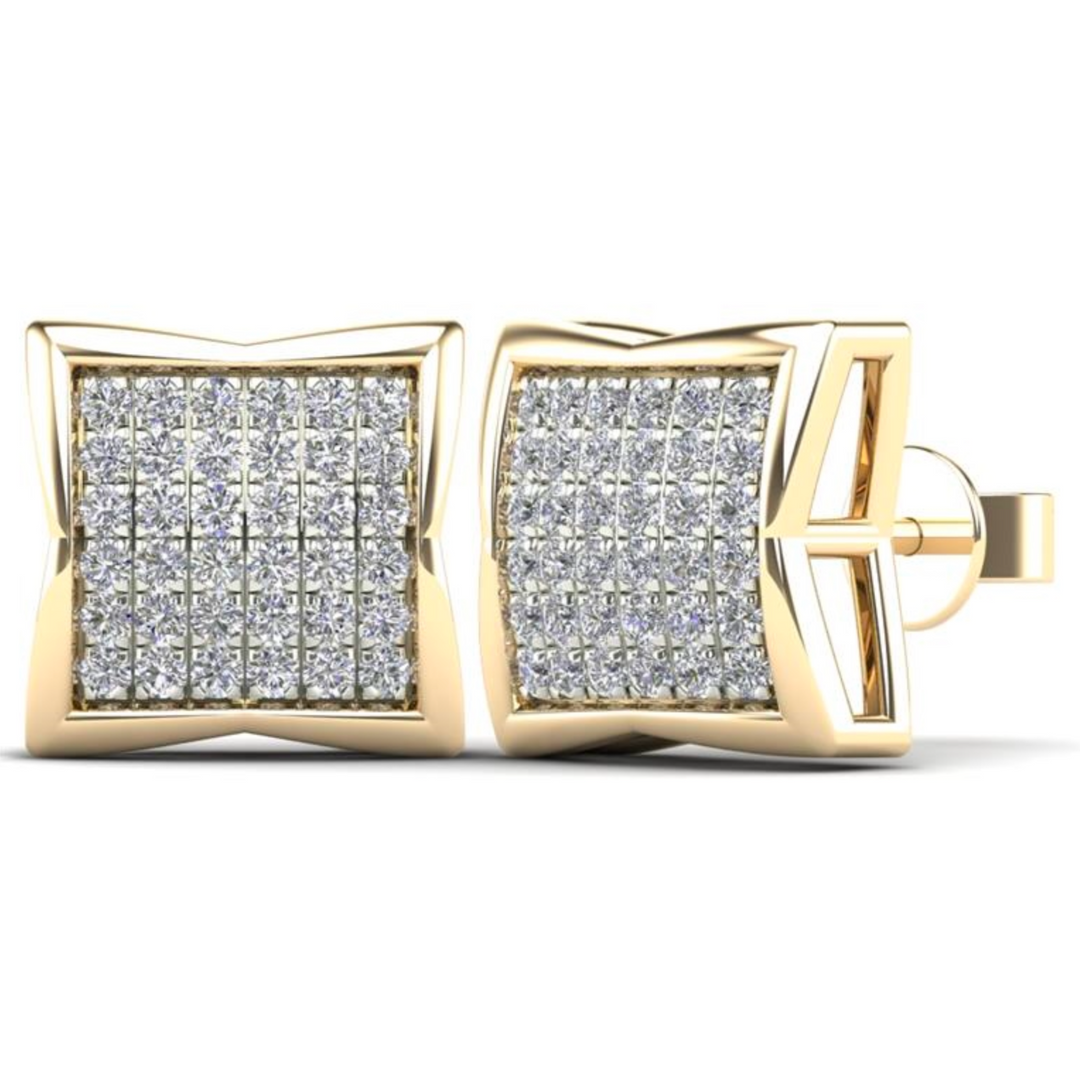 Yellow 14 Karat Stud Earrings With 0.22ctw Round Diamonds — AJ's Jewelry Ridgewood, Queens NY