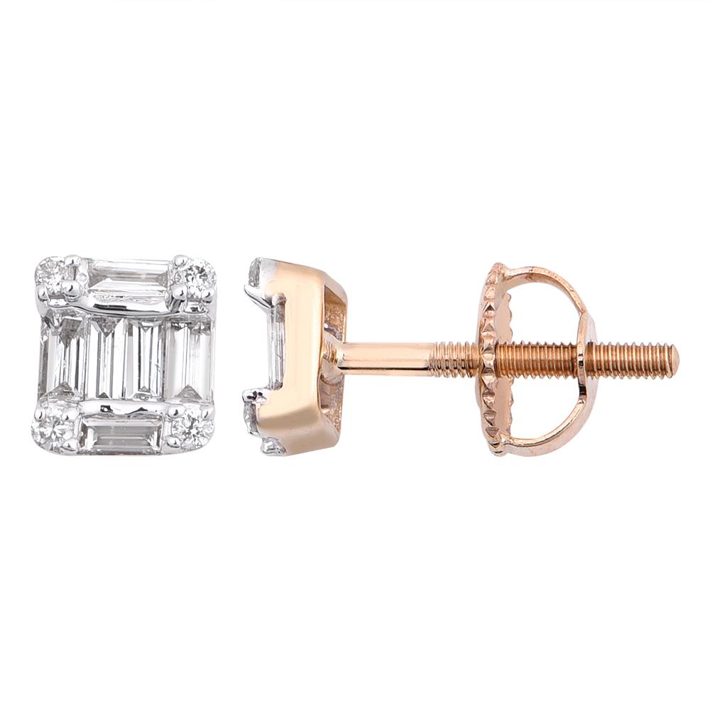 Yellow 14 Karat Stud Earrings With 0.36ctw Various Shapes Diamonds — AJ's Jewelry Ridgewood, Queens NY