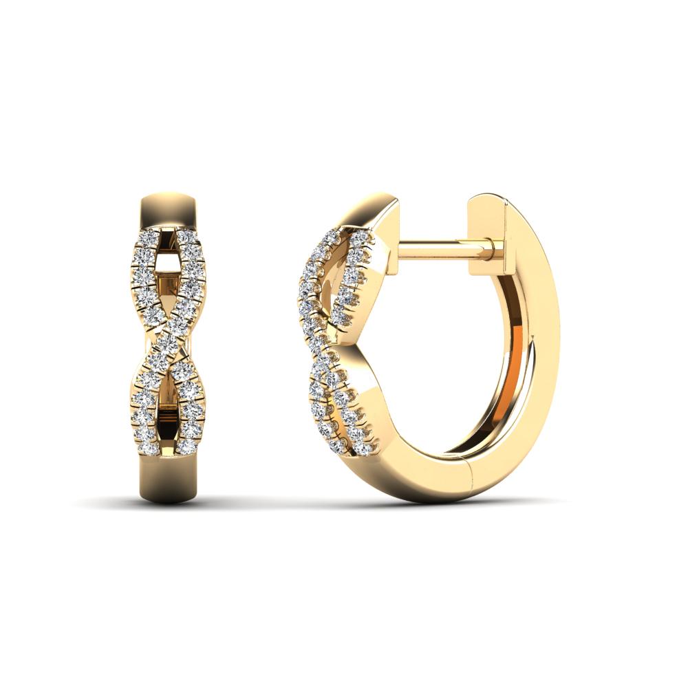 Yellow Polished 14 Karat Small Hoop Earrings 0.14ctw Round Diamonds — AJ's Jewelry Ridgewood, Queens NY