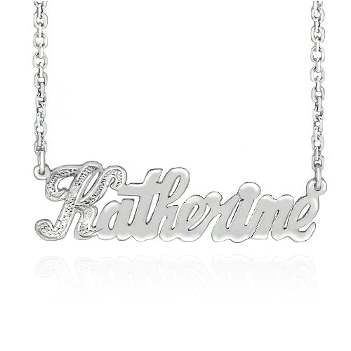 Sterling Silver Bold Script Name Necklace